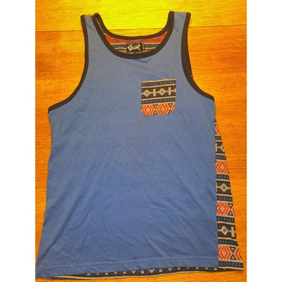 Beautiful Giant Retro Blue & Tribal Pattern Sleeveless Tank Top - Picture 1 of 3